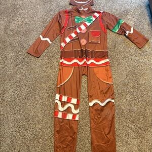 FORTNITE Costume Gingerbread Man Merry Marauder Jumpsuit Set Sz XXL 14/16